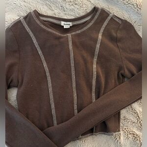 brown long sleeve crop top from garage size xs
